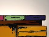 Özel Tasarım Pop Art 2D Çizgi Film Efektli Çekmeceli Retro  Masa